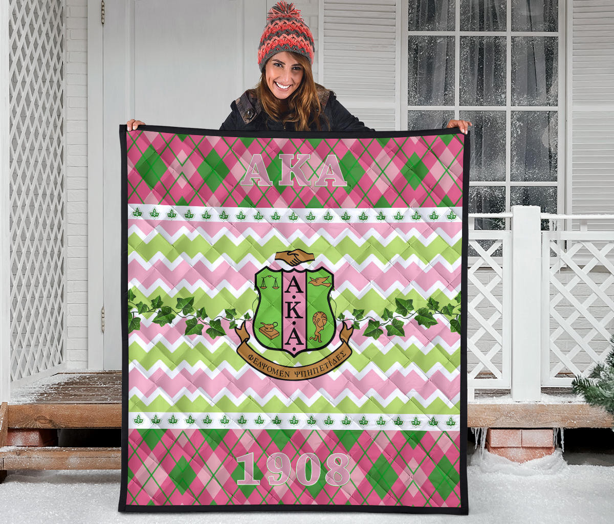 Alpha Kappa Alpha Premium Quilt Blanket Sorority Home Decor Custom For Fans AA22082201 - Image 3