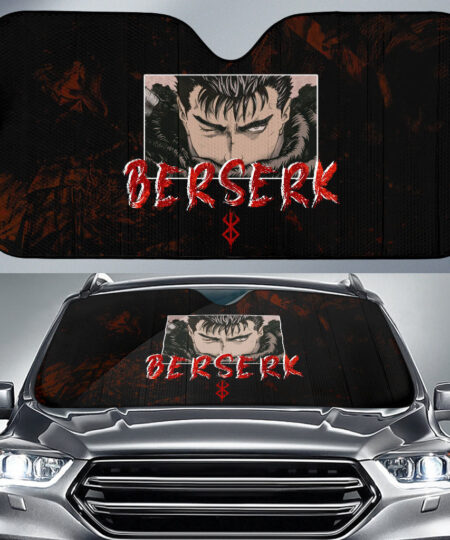 Berserk Anime Car Sunshade Guts Blink An Eye Black White Face Car Sun Shade
