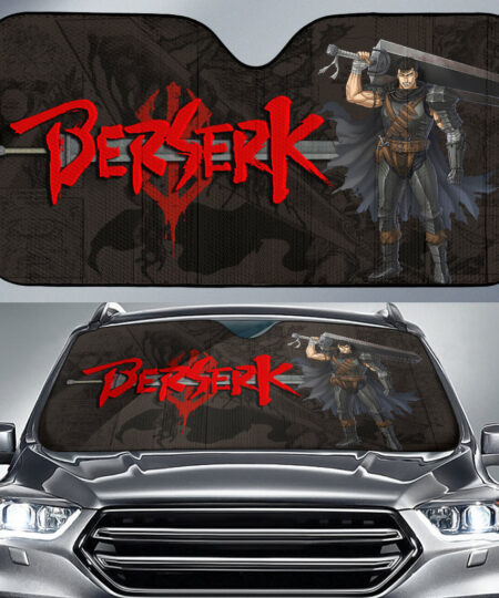 Berserk Anime Car Sunshade Guts With Giant Sword Manga Background Car Sun Shade