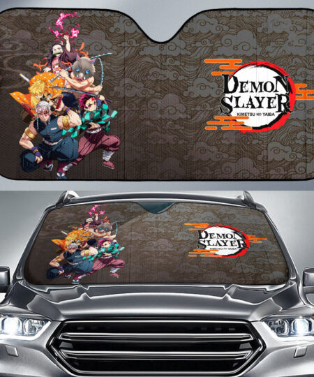 Demon Slayer Anime Car Sunshade Kimetsu no Yaiba Poster Black Car Sun Shade