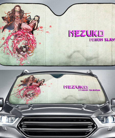 Demon Slayer Anime Car Sunshade Nezuko Blood Power Fighting Moments Car Sun Shade