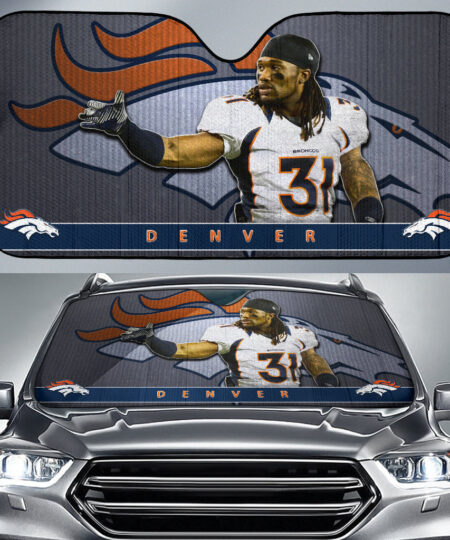 Denver American Football Broncos Football Car Sunshade Justin Simmons 31 Watercolor Paintings Car Sun Shade
