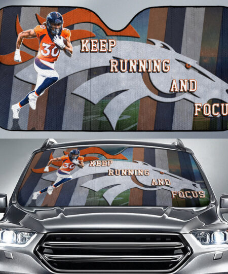 Denver American Football Broncos Football Car Sunshade Keep Running And Focus Car Sun Shade