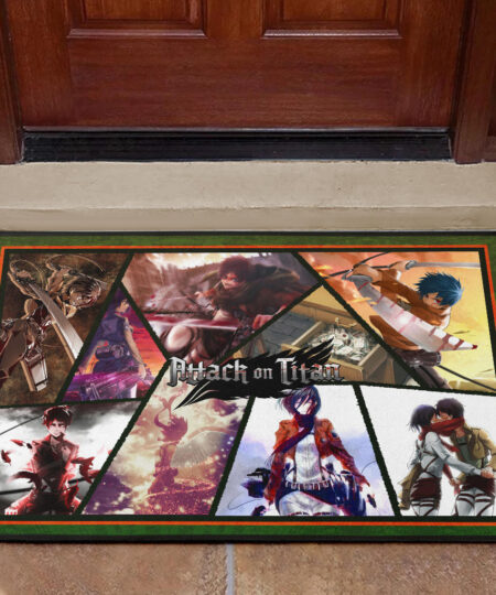 Eren Yeager And Mikasa Ackerman Attack On Titan Door Mat Anime Home Decor Custom For Fans NT052703