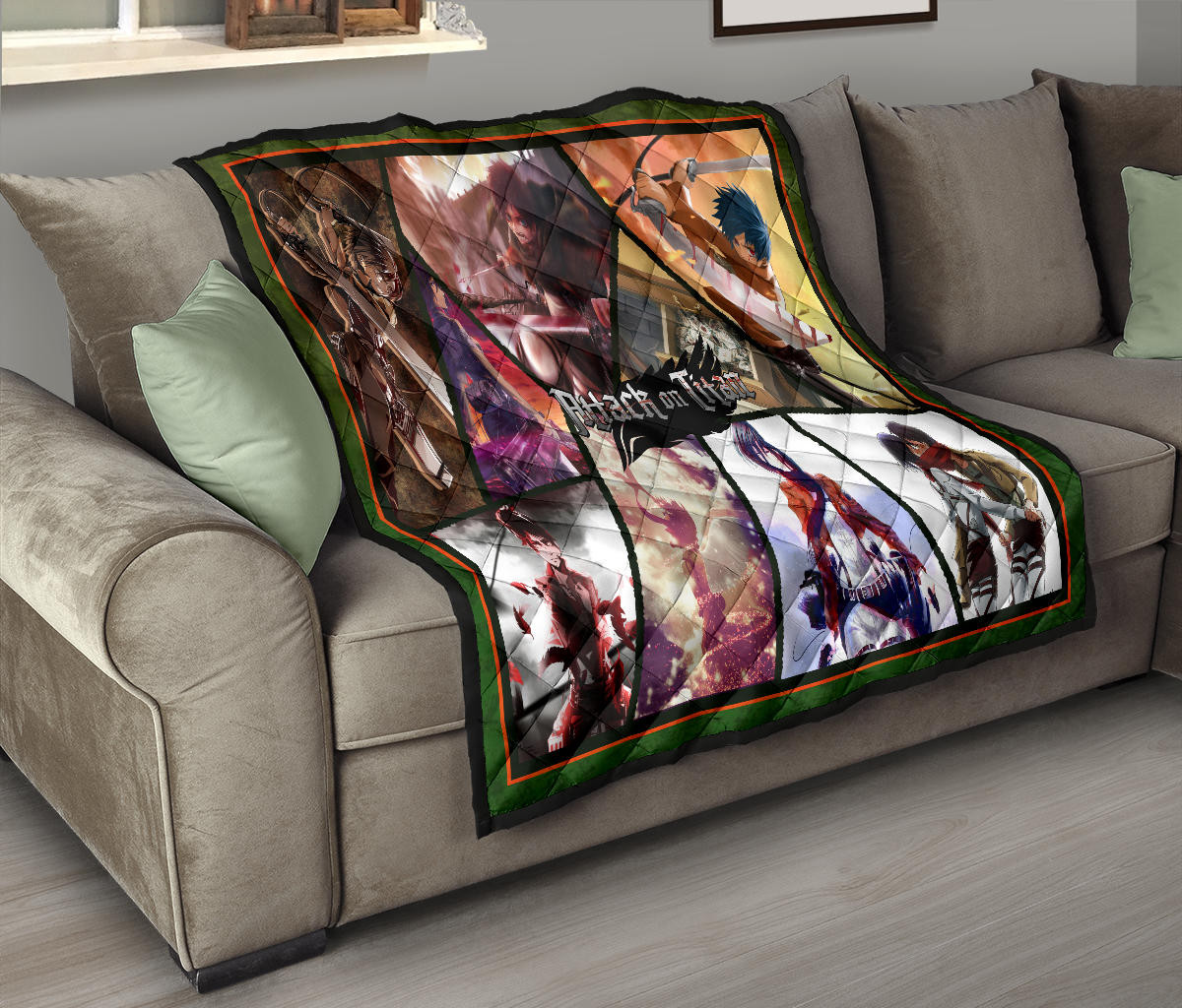 Eren Yeager And Mikasa Ackerman Attack On Titan Premium Quilt Blanket Anime Home Decor Custom For Fans NT052703 - Image 9
