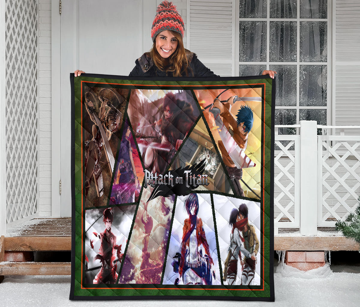Eren Yeager And Mikasa Ackerman Attack On Titan Premium Quilt Blanket Anime Home Decor Custom For Fans NT052703 - Image 3