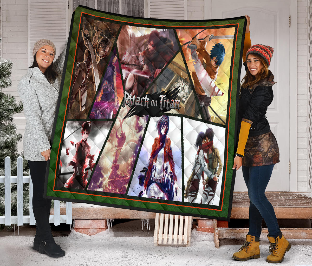 Eren Yeager And Mikasa Ackerman Attack On Titan Premium Quilt Blanket Anime Home Decor Custom For Fans NT052703 - Image 2