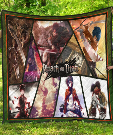 Eren Yeager And Mikasa Ackerman Attack On Titan Premium Quilt Blanket Anime Home Decor Custom For Fans NT052703