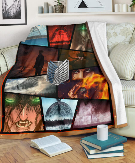 Eren Yeager Attack On Titan Fleece Blanket Anime Home Decor Custom For Fans NT052701