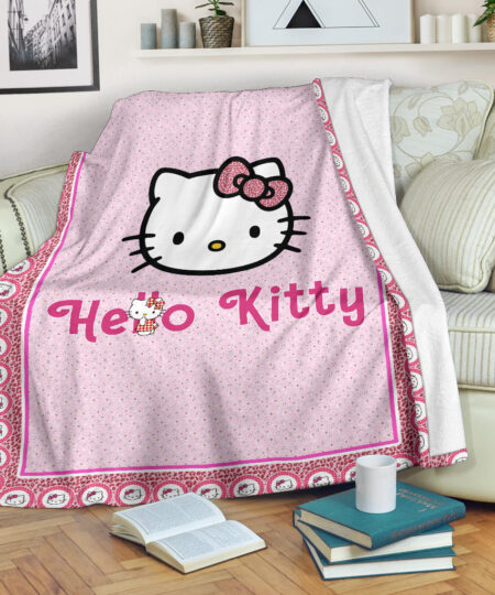 Hello Kitty Fleece Blanket Cartoon Home Decor Custom For Fans