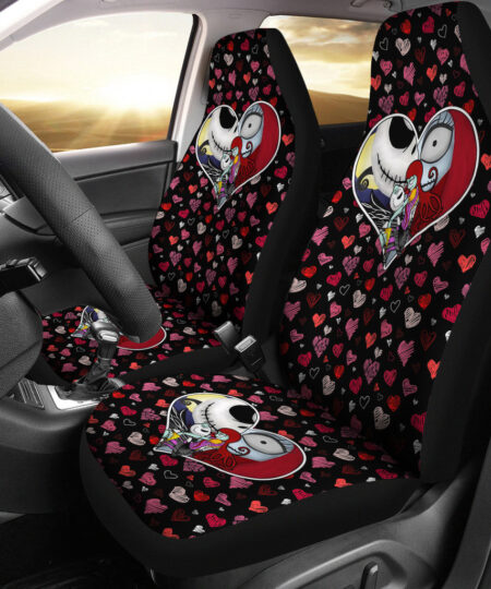 Jack And Sally Valentine Nightmare Before Christmas Car Seat Covers Cartoon Car Accessories Custom For Fans AA22121602