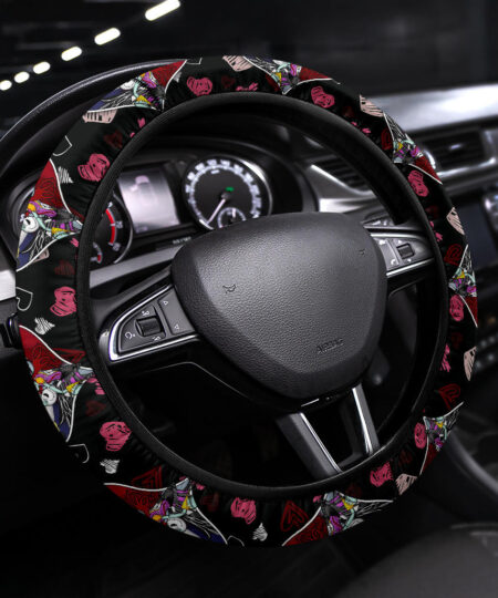Jack And Sally Valentine Nightmare Before Christmas Steering Wheel Cover Cartoon Car Accessories Custom For Fans AA22121602