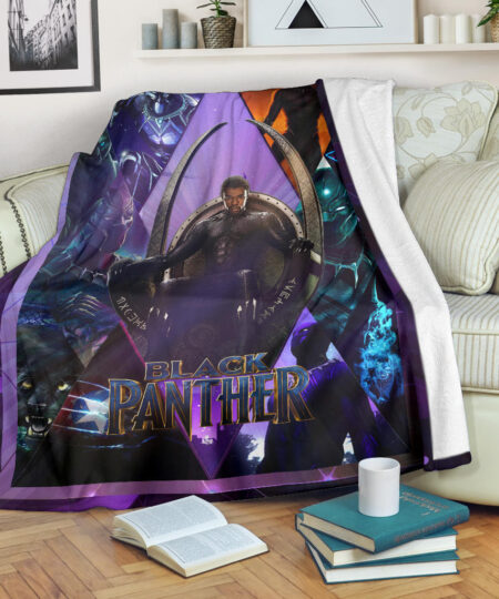 King T'Challa Black Panther Fleece Blanket Movie Home Decor Custom For Fans NT051703