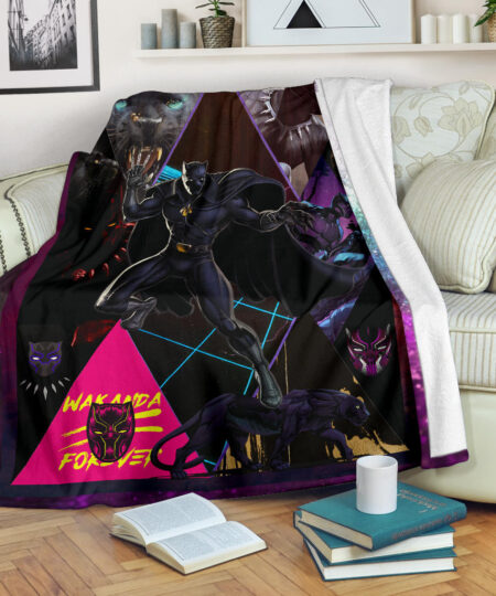 King T'Challa Black Panther Fleece Blanket Movie Home Decor Custom For Fans NT052002