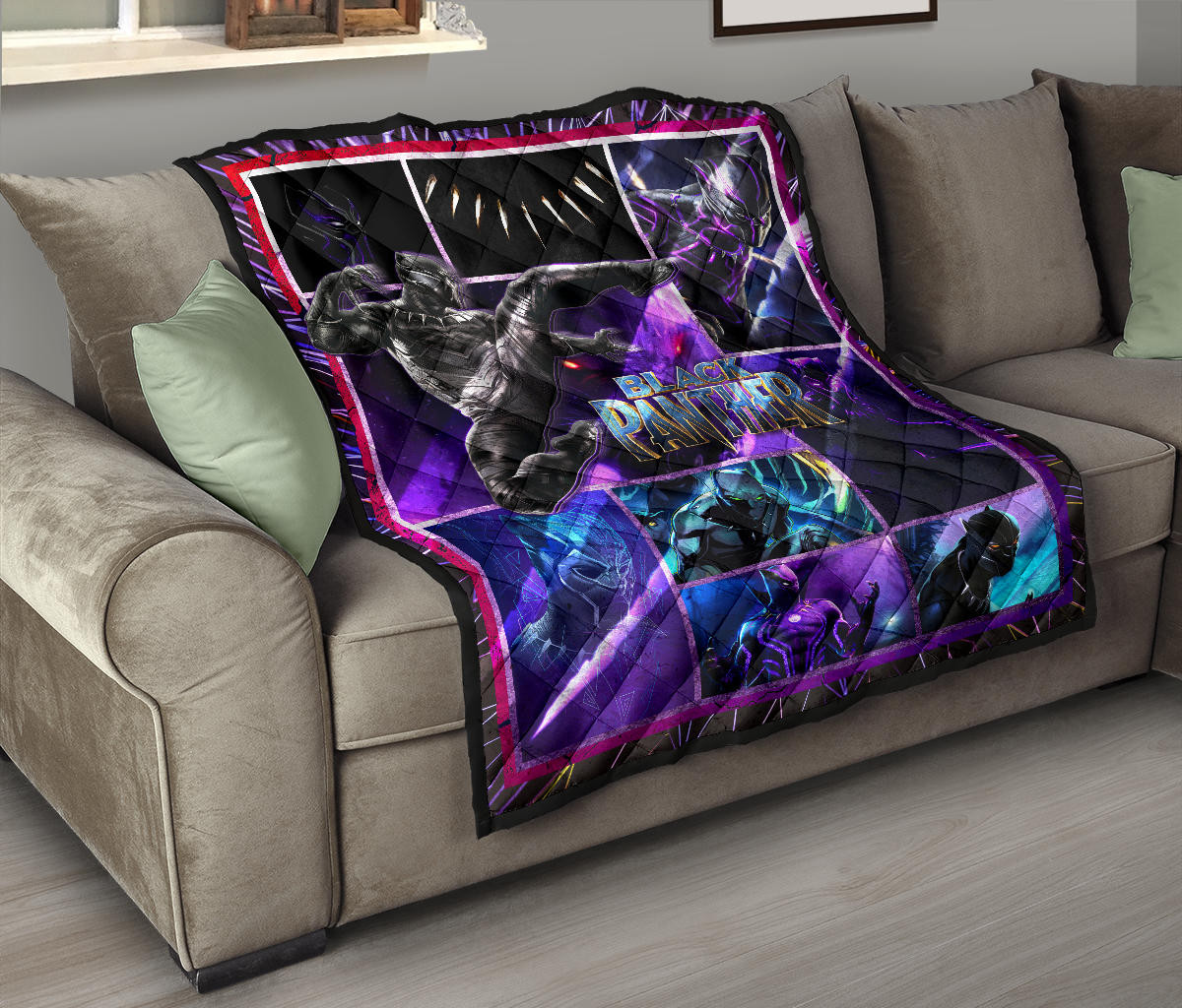 King T'Challa Black Panther Premium Quilt Blanket Movie Home Decor Custom For Fans NT051704 - Image 9