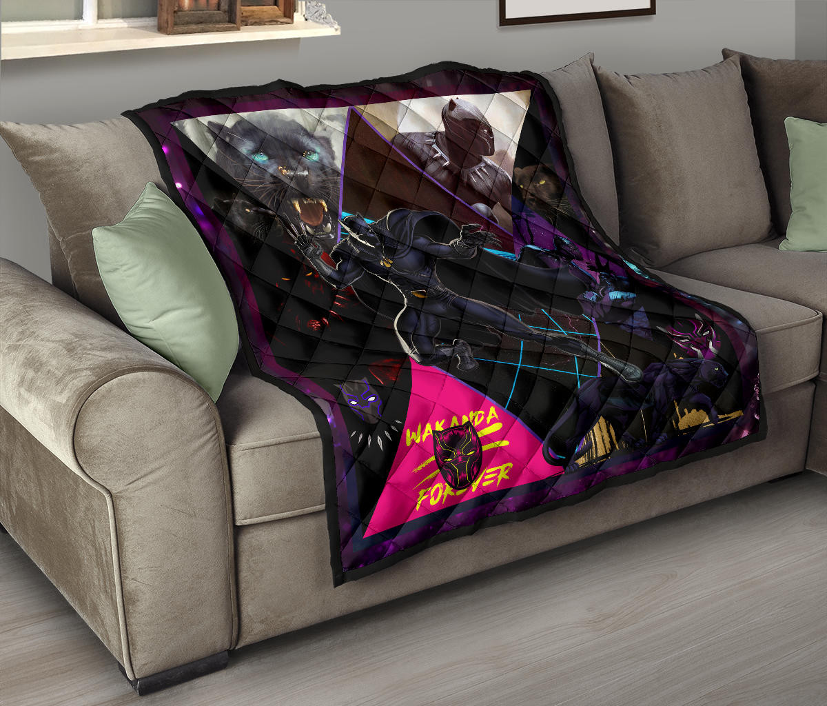 King T'Challa Black Panther Premium Quilt Blanket Movie Home Decor Custom For Fans NT052002 - Image 9
