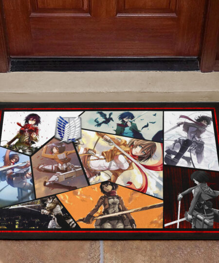 Mikasa Ackerman Attack On Titan Door Mat Anime Home Decor Custom For Fans NT052602
