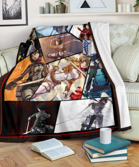 Mikasa Ackerman Attack On Titan Fleece Blanket Anime Home Decor Custom For Fans NT052602