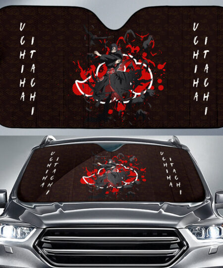 Naruto Anime Car Sunshade Itachi Uchiha Crow Fading Cloud Patterns Car Sun Shade