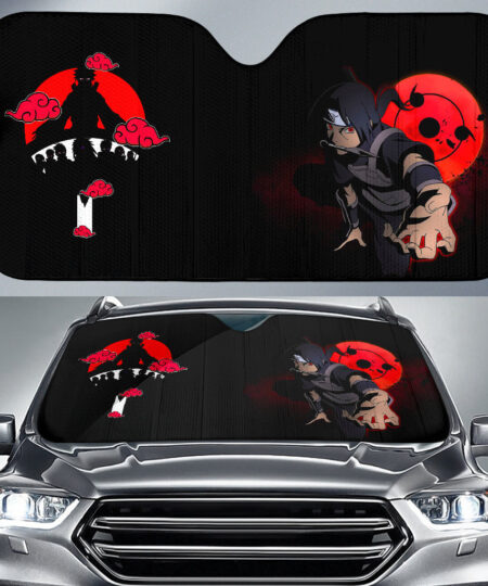 Naruto Anime Car Sunshade Itachi Uchiha With Kunai Akatsuki Members Silhouette Car Sun Shade