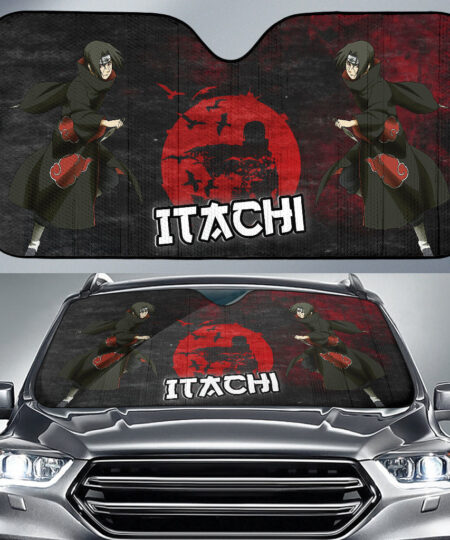 Naruto Anime Car Sunshade Itachi Uchiha With Kunai Crow Fading Silhouette Car Sun Shade