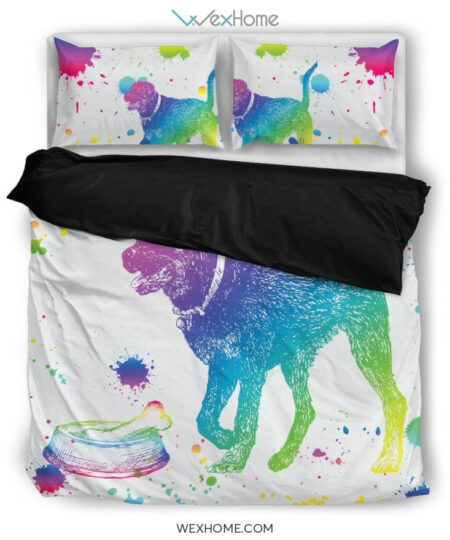 Rottweiler Watercolor White Background Bedding Set