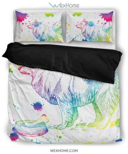 Samoyed Watercolor White Background Bedding Set