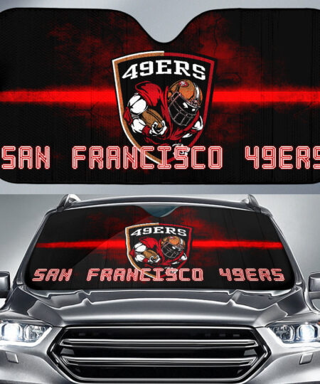 San Francisco American Football 49ers Football Car Sunshade Ers Player On Shield Artwork Car Sun Shade