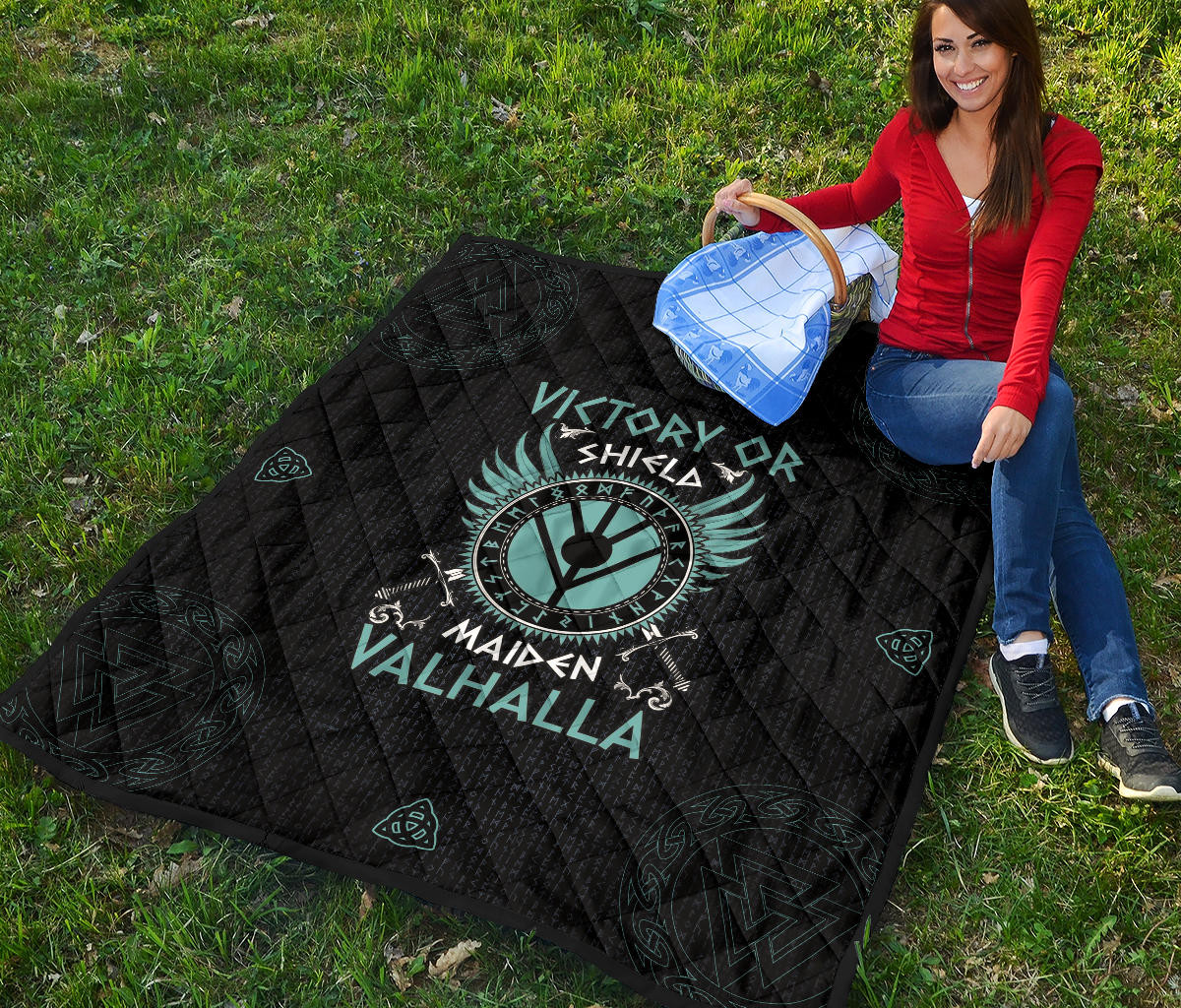 Shield-maiden Premium Quilt Blanket Viking Female Warrior Home Decor Custom For Fans AA22082903 - Image 6