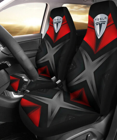 Tesla Symbol Car Seat Covers Automotive Car Accessories Custom For Fans AA22122002