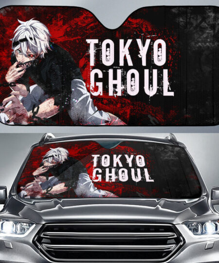 Tokyo Ghoul Anime Car Sunshade Ken Kaneki Taking Off Mask Red And Black Car Sun Shade