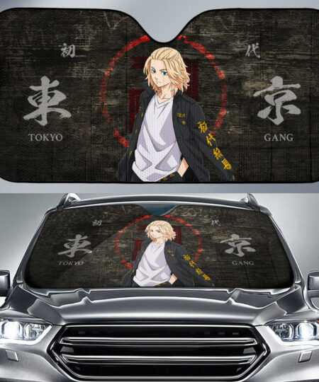 Tokyo Revengers Anime Car Sunshade Cool Mikey Gang Kanji Text Car Sun Shade