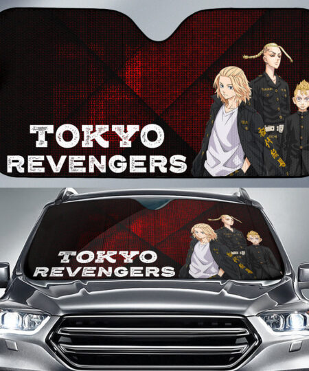 Tokyo Revengers Anime Car Sunshade Mikey Brothers Uniform Red Steel Car Sun Shade