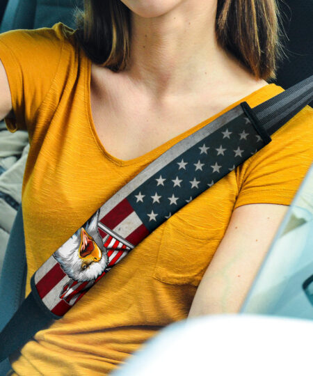 US Independence Day Bald Eagle Marines US Flag Seat Belt Covers